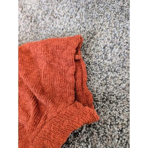 Free People Beach Ira Sweater Poncho Tunic Rust Orange Striped Cotton Size S/P - Picture 4 of 7